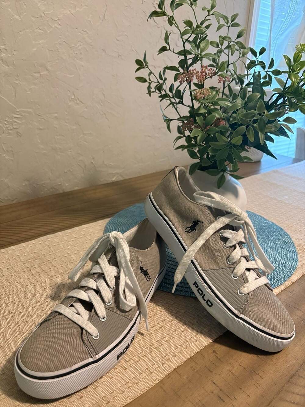 Polo Ralph Lauren Cantor Men’s Low Canvas Sneakers Gray Size 10D